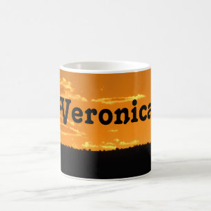 Sonnenuntergangs-Foto-Tasse Vorname Orange Gelb Ab Kaffeetasse