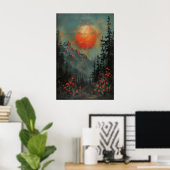 Sonnenuntergangs-Gebirgslandschaft-Kunstprint, Bot Poster (Heimbüro)