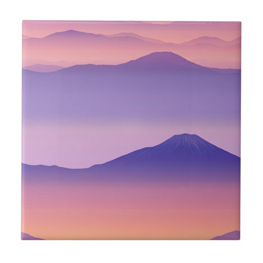 Sonnenuntergangs-Gipfel – Goldene Berglandschaft ( Fliese (Vorderseite)