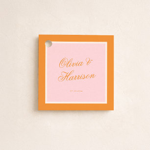 Sonnenuntergangs-Glanz Rosa Orange Schrift Hochzei Geschenkanhänger