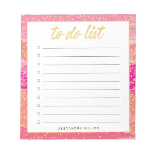 Sonnenuntergangs-Gold-Konfetti-To-Do-Liste-Name-No Notizblock
