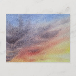 Sonnenuntergangs-Himmel-Aquarellmalerei  Feiertagspostkarte