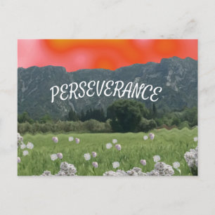 Sonnenuntergangs-Himmel und Berge Perseverance-Pos Postkarte