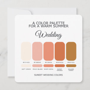 Sonnenuntergangs-Hochzeitsfarbpalette Karte