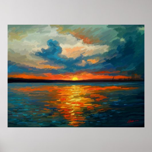 Sonnenuntergangs-Impression Poster (Vorne)