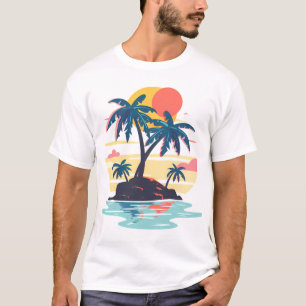 Sonnenuntergangs-Insel-Palmenparade T-Shirt