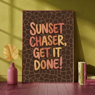 Sonnenuntergangs-Jäger Mach Es Fertig Giraffe-Druc Poster