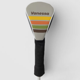 Sonnenuntergangs-Klee über Streifen mit Namen Golf Headcover