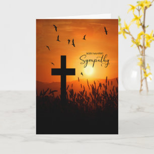 Sonnenuntergangs-Kreuz und Silhouette Christliche  Karte