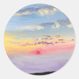 Sonnenuntergangs-Malerei-Aufkleber Runder Aufkleber