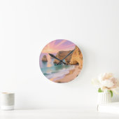 Sonnenuntergangs-Meereshöhlen-Paradies Runde Wanduhr (Zuhause)