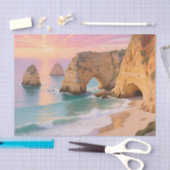 Sonnenuntergangs-Meereshöhlen-Paradies Seidenpapier (Handwerk)