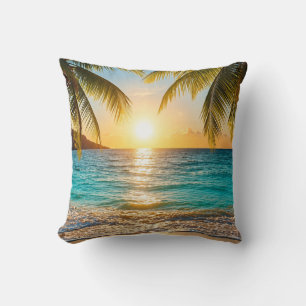 Sonnenuntergangs-Palm-Strand-Dekorativ-Kissen Kissen