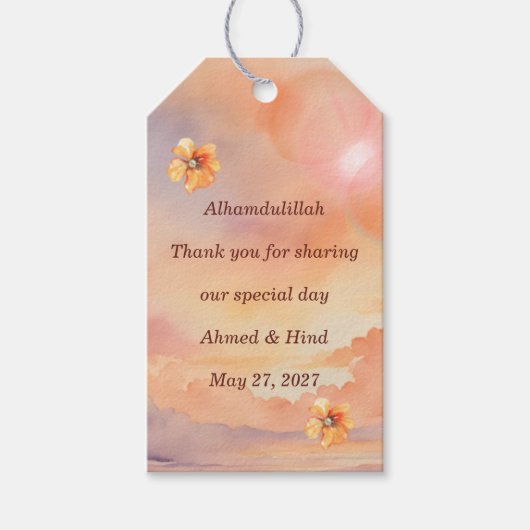 Sonnenuntergangs-Perle Alhamdulillah Hochzeitsguns Geschenkanhänger (Vorderseite)