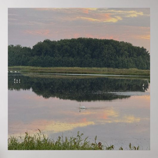 Sonnenuntergangs-Reflexionen-Wasserlandschaftspost Poster (Vorne)