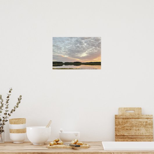 Sonnenuntergangs-Reflexionen-Wasserlandschaftspost Poster (Küche)