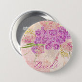 Sonnenuntergangs-Rosa-Bogen-Rosenstrauß Brautstrau Button (Vorne & Hinten)