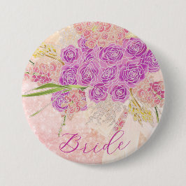Sonnenuntergangs-Rosa-Bogen-Rosenstrauß Brautstrau Button