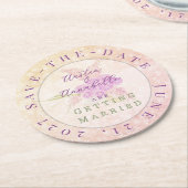 Sonnenuntergangs-Rosé-Bow-Save-The-Date Runder Pappuntersetzer (Angewinkelt)