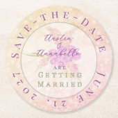 Sonnenuntergangs-Rosé-Bow-Save-The-Date Runder Pappuntersetzer (Vorderseite)