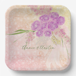 Sonnenuntergangs-Rosen-Coquette-Schminkeknoten-Blu Pappteller