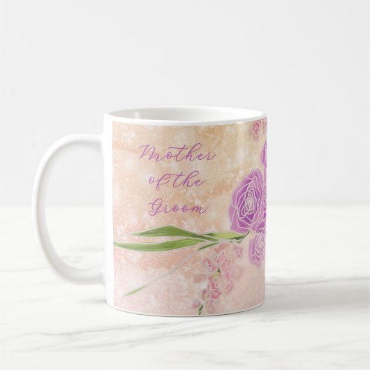 Sonnenuntergangs-Rosen-Mutter-der-Brautjungfer-Bog Kaffeetasse (Links)