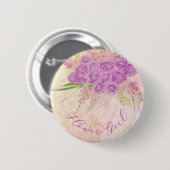 Sonnenuntergangs-Rosen-Schimmer-Bogen-Blumenmädche Button (Vorne & Hinten)
