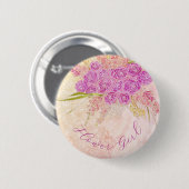 Sonnenuntergangs-Röte-Bogen Helle Rosafarbene Blum Button (Vorne & Hinten)