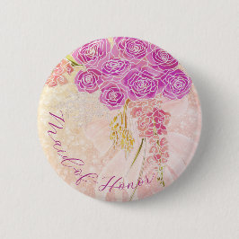 Sonnenuntergangs-Röte-Bogen-Helle-Rose-Bouquet-Mai Button