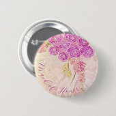 Sonnenuntergangs-Röte-Bogen-Helle-Rose-Bouquet-Mai Button (Vorne & Hinten)
