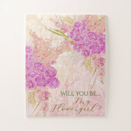 Sonnenuntergangs-Röte-Schleife Helles Rosenbouquet Puzzle