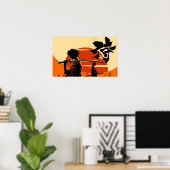 Sonnenuntergangs-Samurai Vin Poster (Heimbüro)