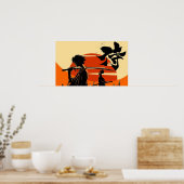 Sonnenuntergangs-Samurai Vin Poster (Küche)