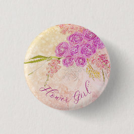 Sonnenuntergangs-Schleife und Bright Rose Bouquet- Button