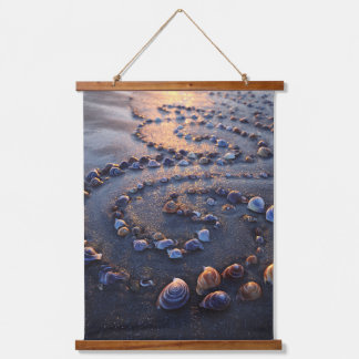 Sonnenuntergangs-Schnecken-Spiralstrand-Meditation Wandteppich Mit Holzrahmen