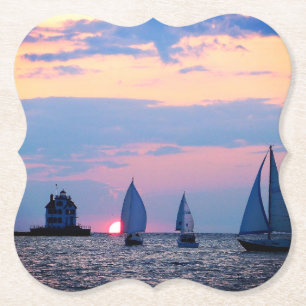 Sonnenuntergangs-Segel-Papier-Untersetzer Untersetzer