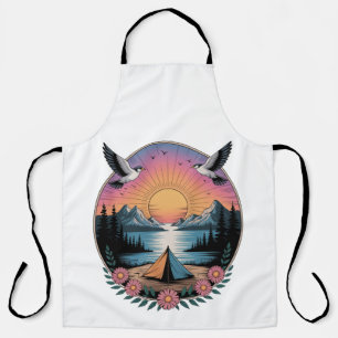 Sonnenuntergangs-Serenität Vintage-Camping- und Be Schürze