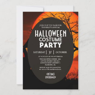 Sonnenuntergangs-Silhouette Halloween-Kostümparty Einladung