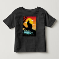 Sonnenuntergangs-Silhouette Katze und Baum