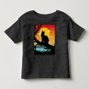 Sonnenuntergangs-Silhouette Katze und Baum Kleinkind T-shirt