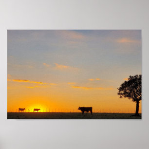 Sonnenuntergangs-Silhouette Poster
