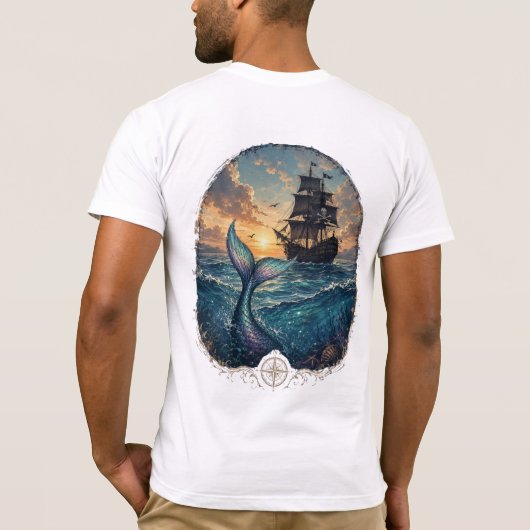 Sonnenuntergangs-Sirene & Schatten T-Shirt (Rückseite)
