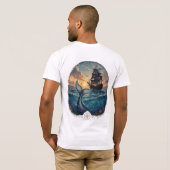 Sonnenuntergangs-Sirene & Schatten T-Shirt (Schwarz voll)