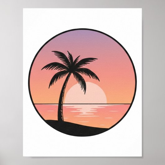 Sonnenuntergangs-Strand-Abzeichen – Minimalistisch Poster (Vorne)