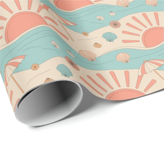 Sonnenuntergangs-Strand-Geschenkpapier Geschenkpapier (Rolleneckpunkt)