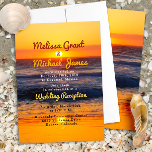 Sonnenuntergangs-Strand-Hochzeitsempfang-Only-Einl Einladung
