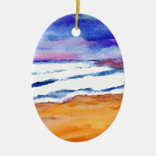 Sonnenuntergangs-Strand-Surf-Ozeanwellen-Dekor-Ges Keramikornament