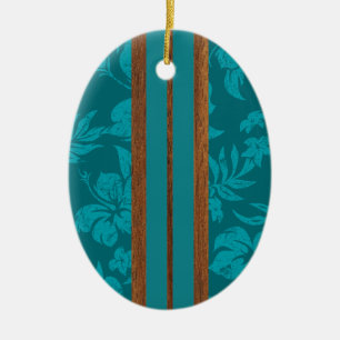 Sonnenuntergangs-Strand Vintage-Surfboard-Ornament Keramik Ornament