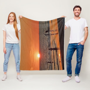 Sonnenuntergangs-Strand-Wandkunst Küsten-Ozean-Dek Fleecedecke