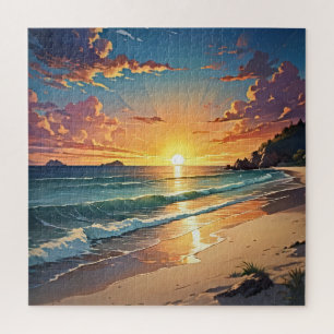 Sonnenuntergangs-Strandserenitätsszene Puzzle